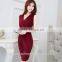 office lady work elegant pencil dress business women satin wrap dress