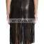 2015 New arrival summer wear women sexy comfortable pu leather fringe skirt