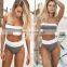 2019 Sexy Solid Glitter Two Piece Swimwear Women Bandeau Wrapping Push Up Swimsuit Mujer Off Shoulder New Padded Bikini