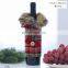 Wine Bottle Cover Christmas gunny clothes with button Red Bottle Decor with fur Dinner Party