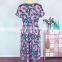 2019 SUMMER PURPLE women girls mommy and me leave print short sleeve adult casual floral dresses (this link for WOMAN)