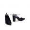 Ladies new fashionable block heel pumps design shoes women black shiny pointed toe sandals