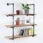 Pipe Shelves Display 2 3 Tiered Layer Ladder  Black Rustic Iron Diy Brackets Wood Floating Wall Mount Industrial Pipe Shelf