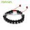 8mm Round Black Agate Bracelet 21 Smooth Round Beaded Handmade Jewelry for Ladies SBR113