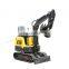 Mini digger crawler excavator in garden and solar farm