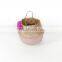 Pink Seagrass Straw Wicker Belly Basket with Pompom, Laundry Storage Organiser, Modern Planter Wholesale