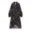 French printed loose casual hanging neck mid length dress for women