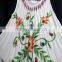 White brush printed long umbrella dress