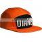 High Quality Plain Orange Printed 5 Panel Cap Flat Brim Custom Logo 5 Panel Hat
