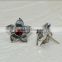 925 Sterling Silver Earring Garnet Flower Stud for Best Gift This Christmas