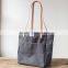 Custom high quality canvas tote bag leather handle