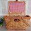 Handy wooden woven picnic basket with liner
