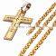 Wholesale Punk Necklace Jewelry Titanium Steel Gold Hollow Cross Scaved JESUS Letter Laciness Pendant Chain Necklaces Believer