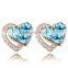 Colorful Cabochon Double Crossed Heart Angel Earrings For Party Lady