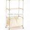 Heavy-duty Rolling Laundry Sorter /Rack/Cart with 2-tier Storage Shelves and Polyester Bag