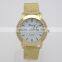 2016 modern style women gold geneva watch mesh bracelet stainless steel watch with crystals