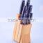 7PCS PP handle kitchen knives with pine wood block