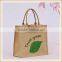 Double tote jute bag with pocket front