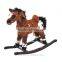 Qaba 24" Plush Ride On Rocking Horse with Sound - Dark Brown/White