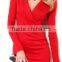 White Plain Ruffle Cross Collar Knit Dress new ladies dress