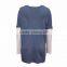 Sporty women jumper combining 3/4 jersey sleeves and beaded V neckline