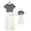 Mother and daughter skirt,modal cotton,fashion design,cross stripe.
