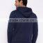 Navy Blue Man Hooded Sweatshirt Customize Front Kangaroo Pocket Fleece Lined 80% Cotton 20% Polyester Fabric Material Hoodies