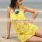 2015 Women's Round Collar Flower Hollow Vest beach Swimsuit Dress Bikini Smock Swimwear SV000999