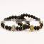 Black Lava Rock Beads Bracelet with Silver or Golden Lion's Head European Style Bracelet