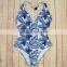 Women's One Piece Criss Bandage Solid Color Floral Print Sexy Monokini