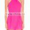 Neck design black cut out bright hot pink chiffon wholesale playsuit women