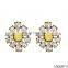 Daisy crystals stud earrings antique gold post earrrings