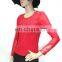 Autumn wear Lace Long Sleeve O-neck Transparent Slim Shirt for Party&club Girl