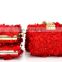 Latest 3d flower red wedding handbag/fashion evening clutch bag/flower wedding purse