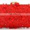 Latest 3d flower red wedding handbag/fashion evening clutch bag/flower wedding purse