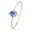 2018 New Design Silver / Rose Gold / Gold Copper Blue Enamel unicorn bracelet bangle