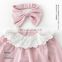 Autumn new cute all-match baby children's lace collar children's romper, bow hair band