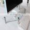 Hot sale clear tempered glass stainless steel tv stand design