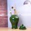 Good quality home decorative porcelain green ceramic storage jar