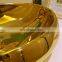 Gold color oval shape ceramic porcelain bathroom wash basin sink