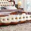 Antique hand carved beds luxury top quality bedroom furniture classical leather bed