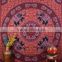 Indian Tapestry Cotton Brown Mandala Elephants Vintage Wall Hanging Tapestries Throw Bedsheet