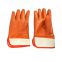 Heavy Duty Safety Cuff Cotton Jersey Liner Rough Sandy Orange PVC Coated Gloves