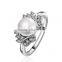 latest leaf shaped pearl ring design for women