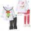 Whosale girl boutique outfits kids winter 2015 christmas clothing sets girls dress top and ruffle pant set