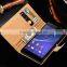 Two-layer Genuine Leather Cards slot and Money wallet phone case,Super Slim Design for Sony Z5