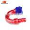 Interchangeable Iso9000 Wholesale Aluminum Oil Cooler Hose Fitting 180 Degree Push On End Blue and Red 10-180-10