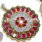 Gold Finish Ethnic Zerconia Ruby Pendant & Earring Jewelry design with Meenakari (Enamal) . 22 K Gold Plated Jewellery