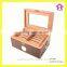 Noble Exquisite Wooden Luxury Fabric Cigar Humidor Gift Boxes with Glass Lid Cabinet Hygroscope Storage Glasstop Tobacco Box