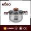 Stainless steel stock pot with bakelite handle and glass lid